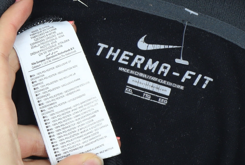 Nike Men's Black Therma-Fit Full Zip Hoodie 2XL Sportswear