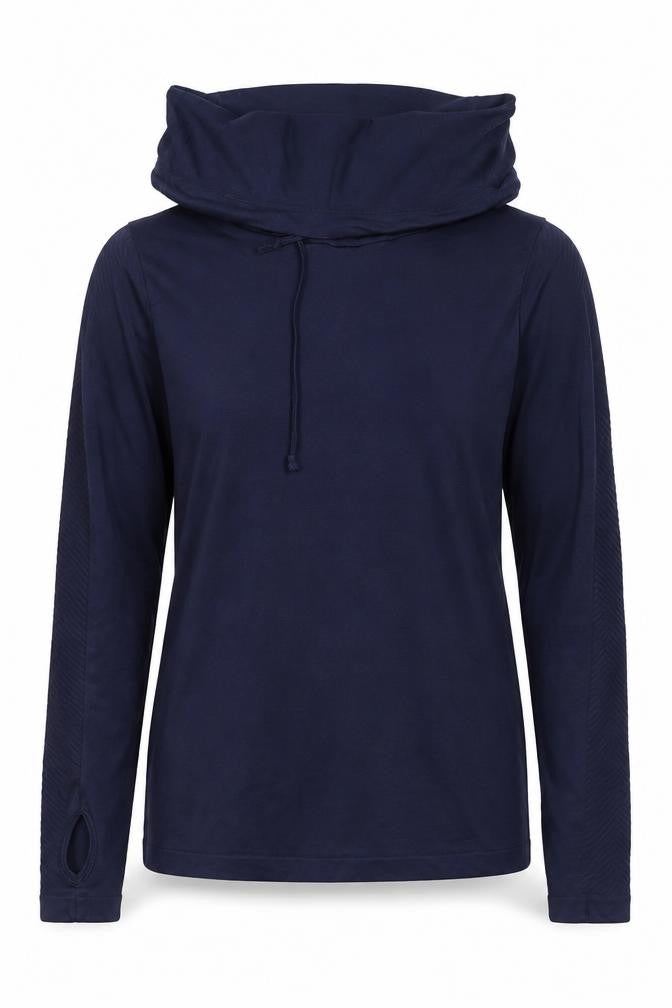 Front view of Dunnes Women Navy Pullover Hoodie Medium Performance Sport Top
