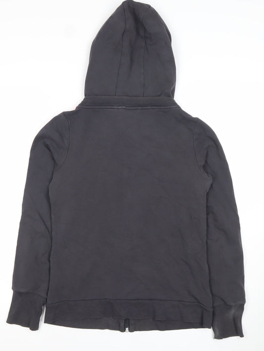 Adidas Women Black Hoodie Full Zip Sports Sweatshirt UK 8