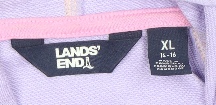 Lands' End Womens Lilac Butterfly Hoodie XL 14-16 Cotton Blend