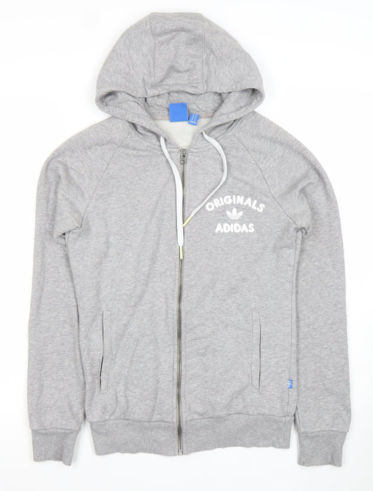 Adidas Originals Women's Grey Full Zip Hoodie Size 8