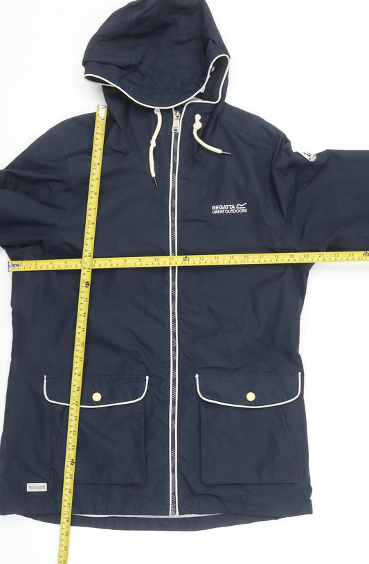 Regatta Women Blue Waterproof Hooded Rain Coat Jacket UK 12