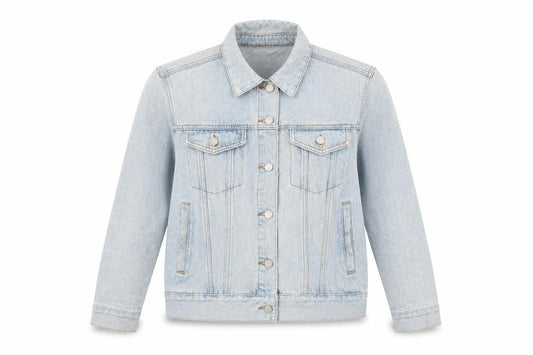 Front view of Missguided Petite Women's Blue Denim Basic Jacket, size 8