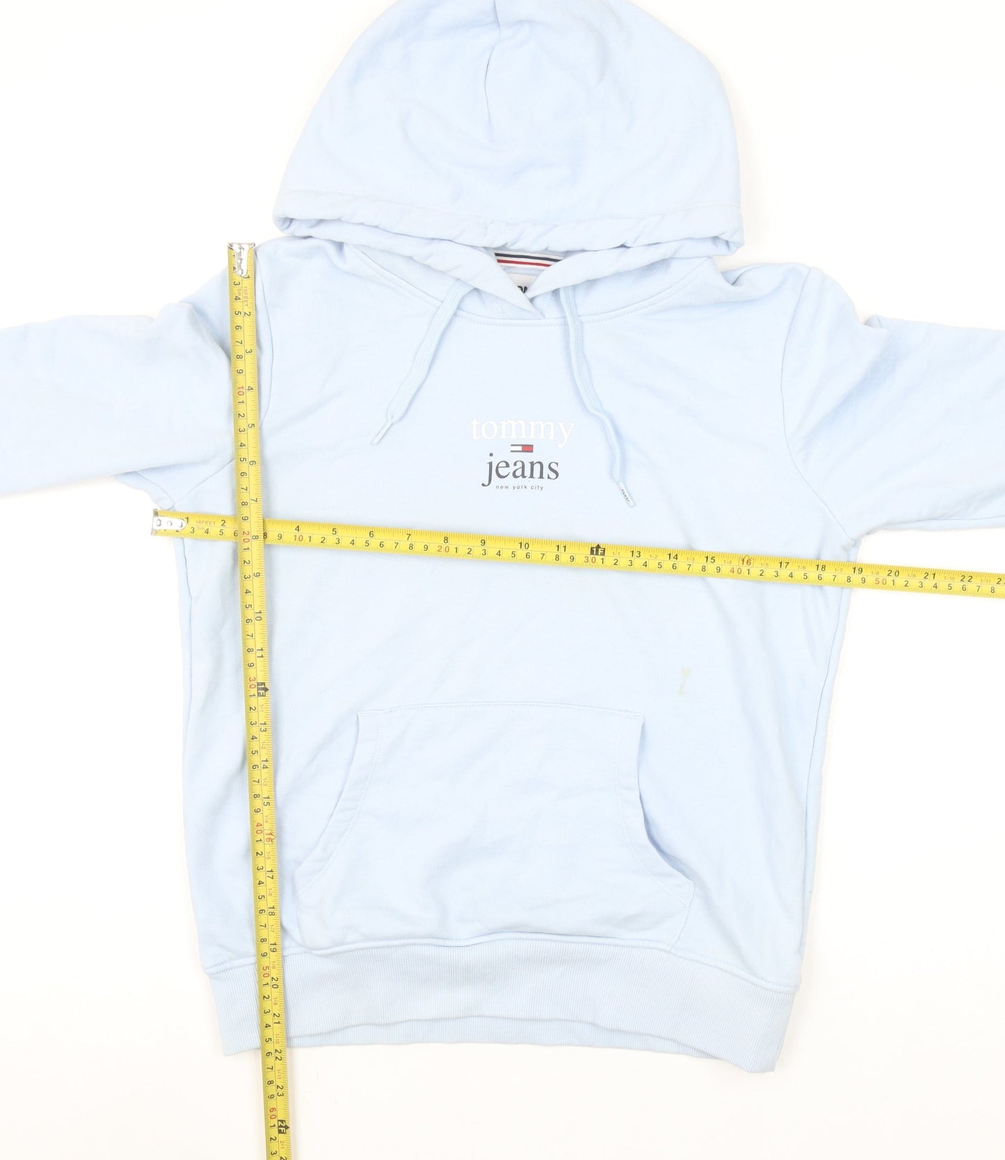 Tommy Jeans Women's Light Blue XS Pullover Hoodie Cotton Blend Casual