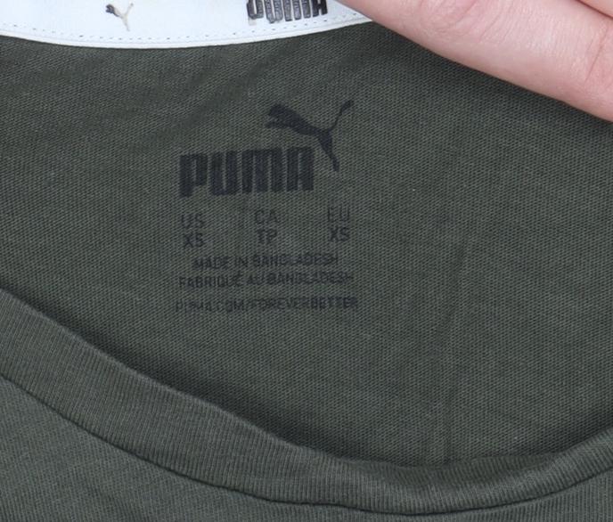 Puma Womens Green XS Basic Sport T-Shirt