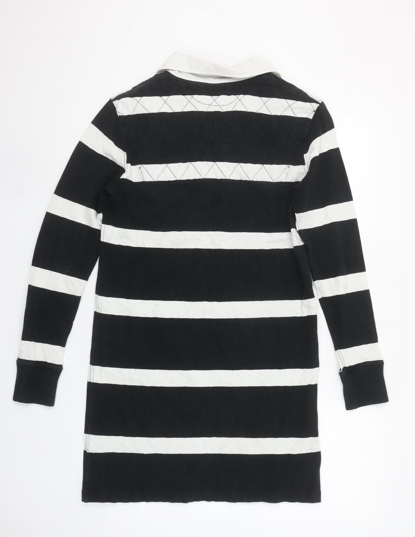 Ralph Lauren Women Black Striped Collared Shirt Dress Size S