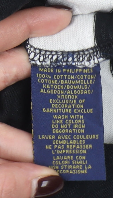 Ralph Lauren Women Black Striped Collared Shirt Dress Size S