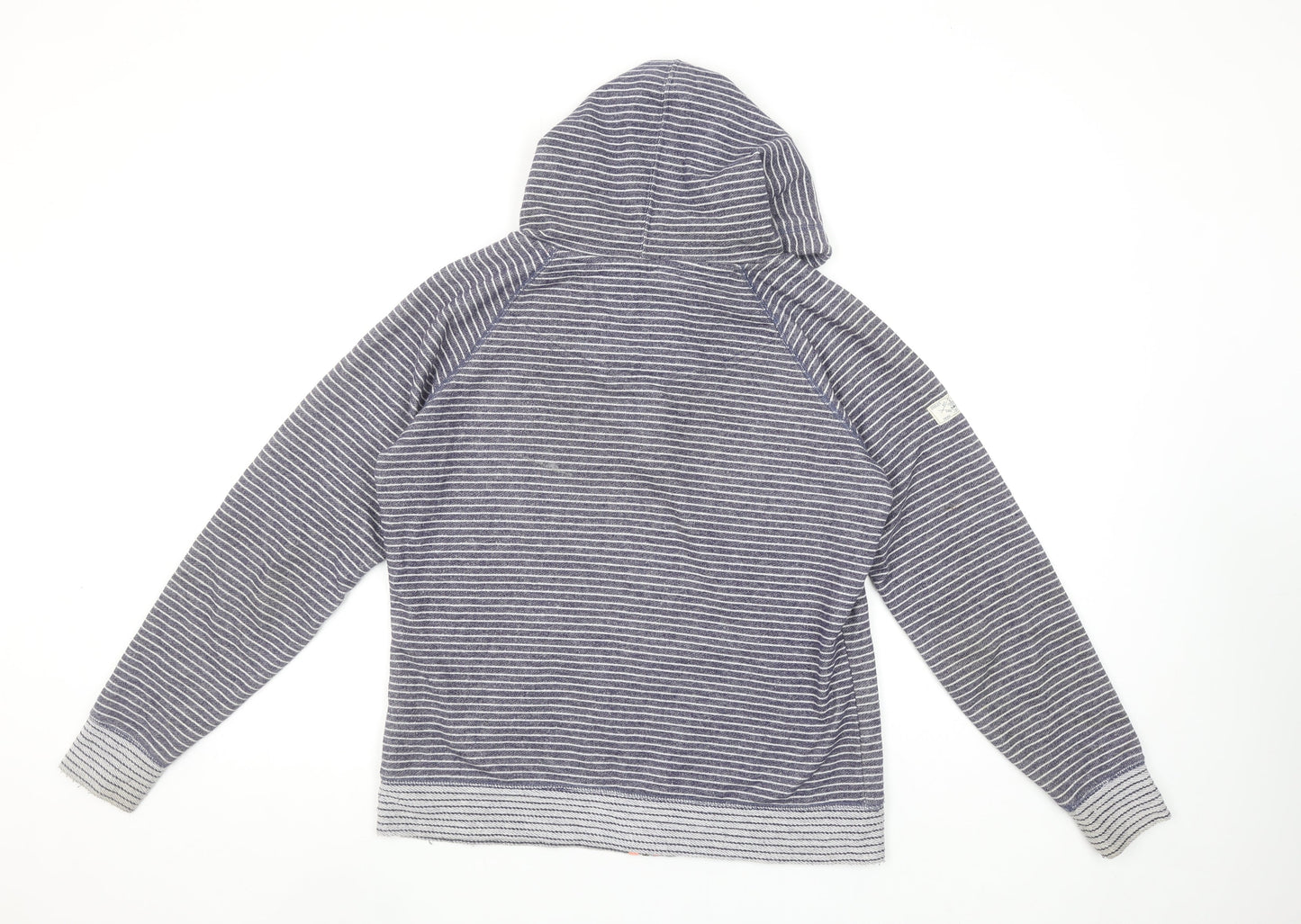 Joules Womens Blue Striped Full Zip Hoodie UK 12 Cotton Blend