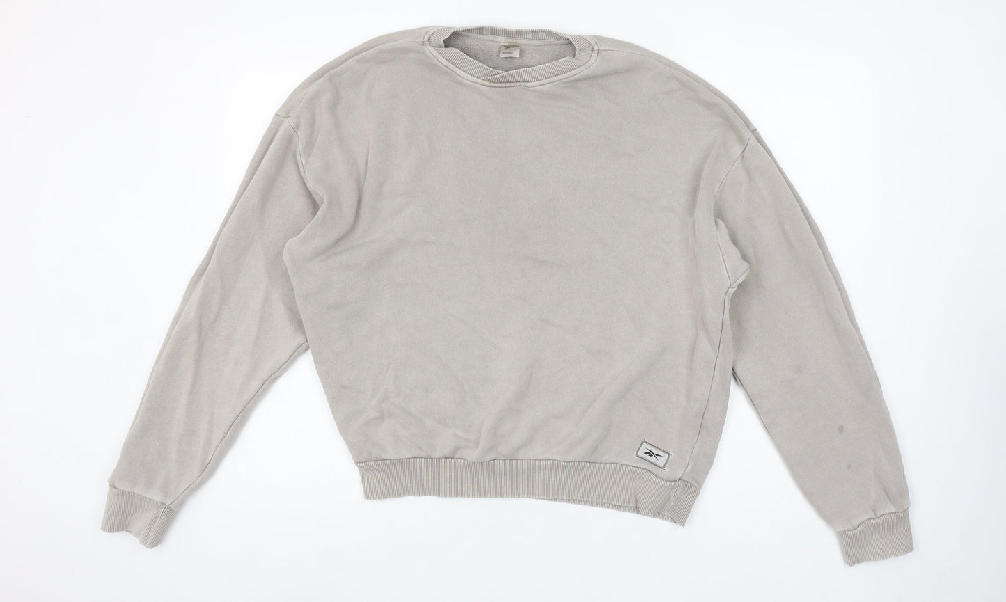 Reebok Women’s Beige Pullover Sweatshirt S Relaxed Fit Casual