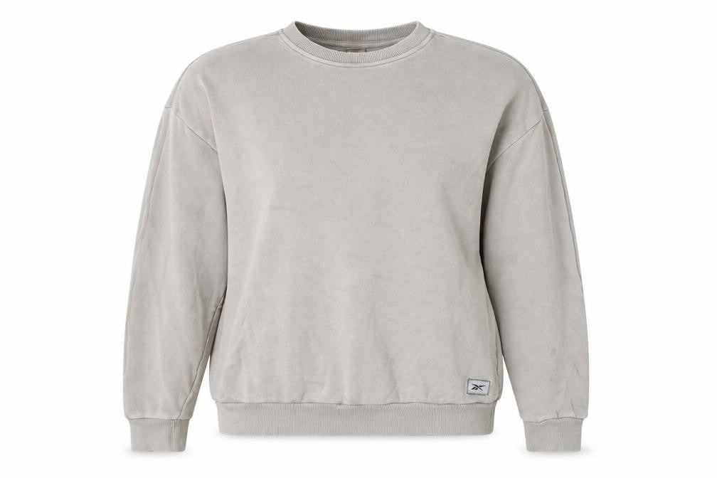 Womens UK S Relaxed Reebok Beige Pullover Sweatshirt