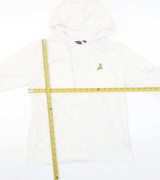 Brave Soul Men’s White Pullover Hoodie Small Cotton Hooded Sweatshirt