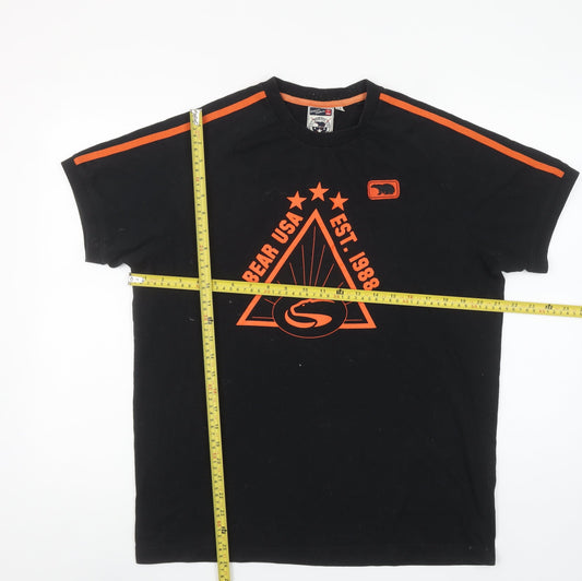 Bear USA Men's Black Graphic Sports T-Shirt Size M Vintage 90s