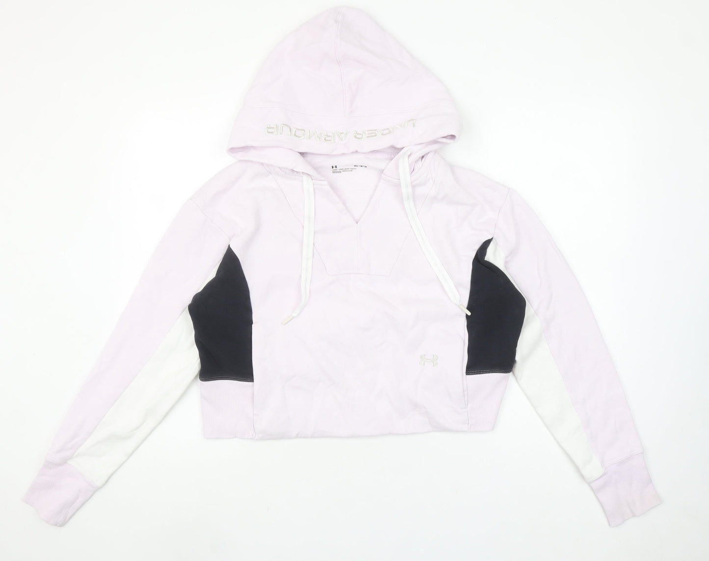 Under Armour Women's Pink Colourblock Hoodie Size M Pullover Loose Fit