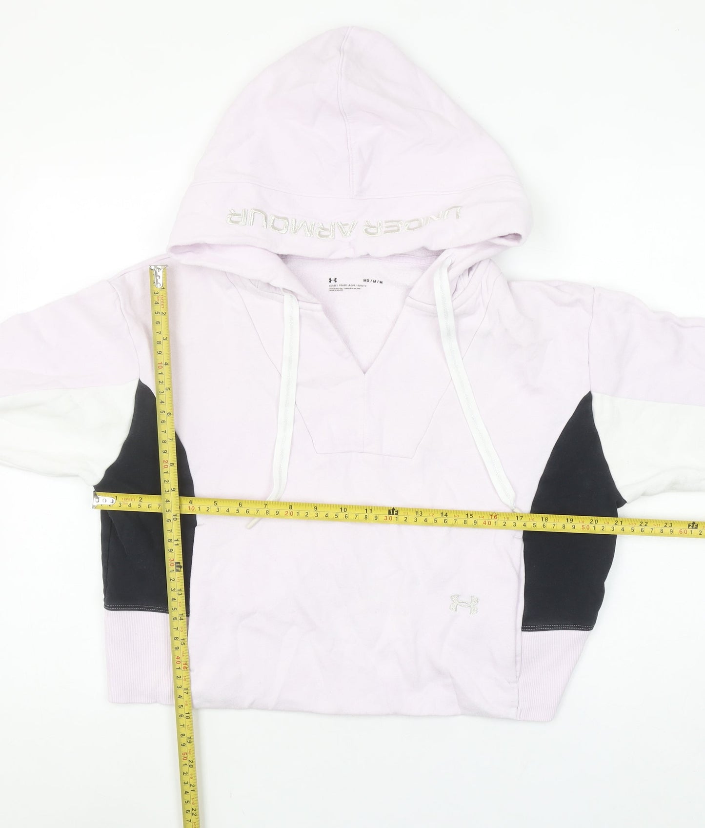 Under Armour Women's Pink Colourblock Hoodie Size M Pullover Loose Fit