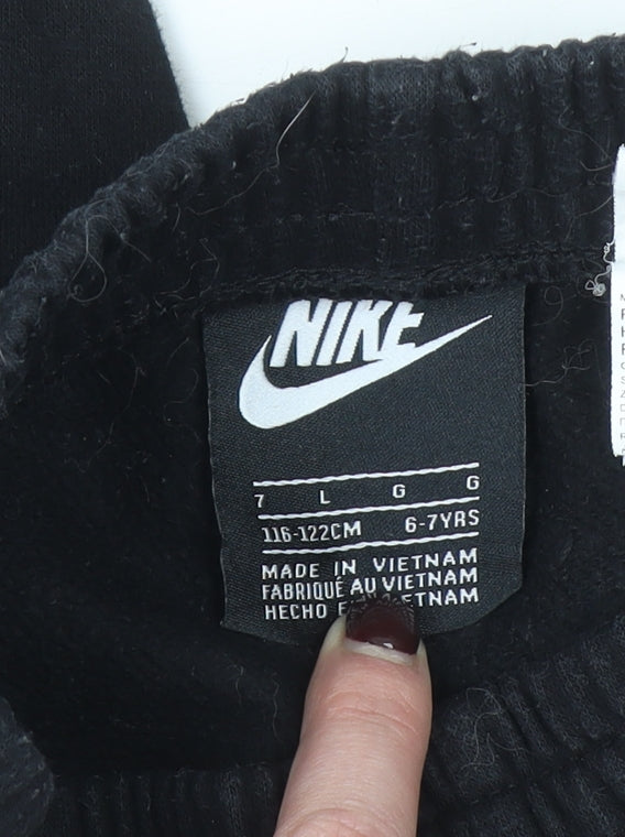Nike Boys Black Jogger Trousers 6-7 Years Cotton Blend Sportswear