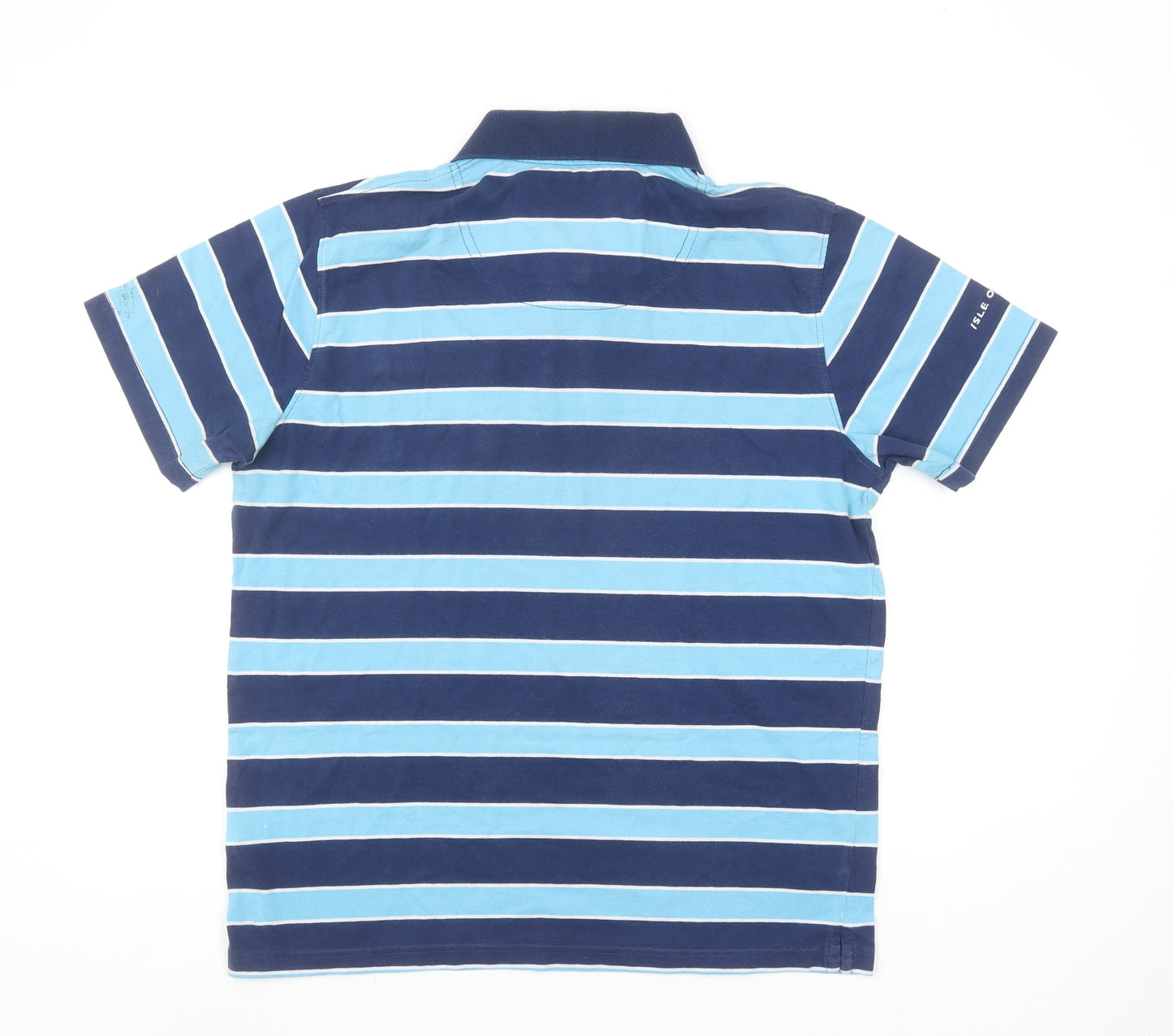 Isle of Man TT Blue Striped Men's Polo Shirt L Regular Fit