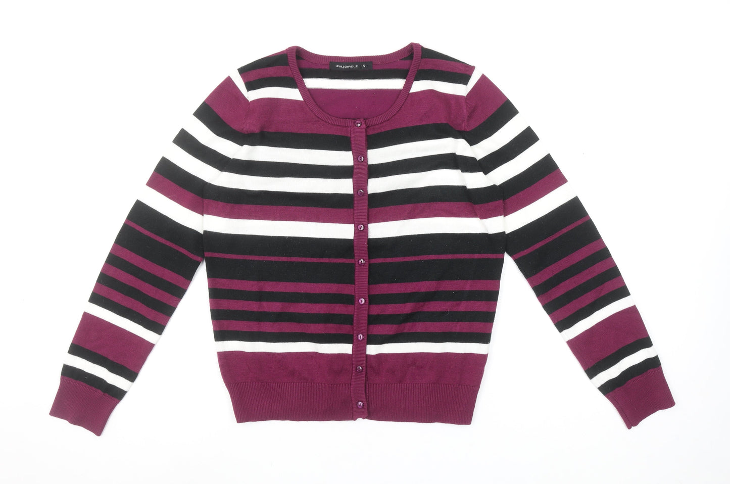 Fullcircle Women's Black Purple Striped Cardigan Size S Knitwear