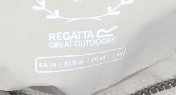 Regatta Womens Beige Hooded Rain Coat Size 14 Belted Waterproof Jacket