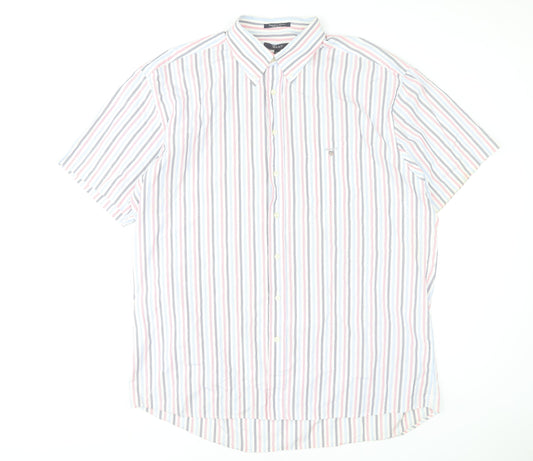 GANT Men's Multicoloured Striped Short Sleeve Button-Up Shirt 2XL Regular Fit
