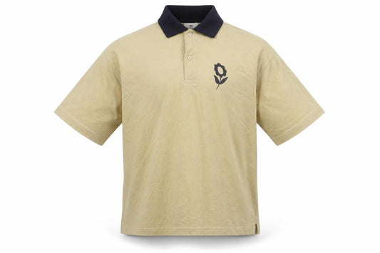 H&M Men's Beige Relaxed Fit Short Sleeve Polo Shirt Size S