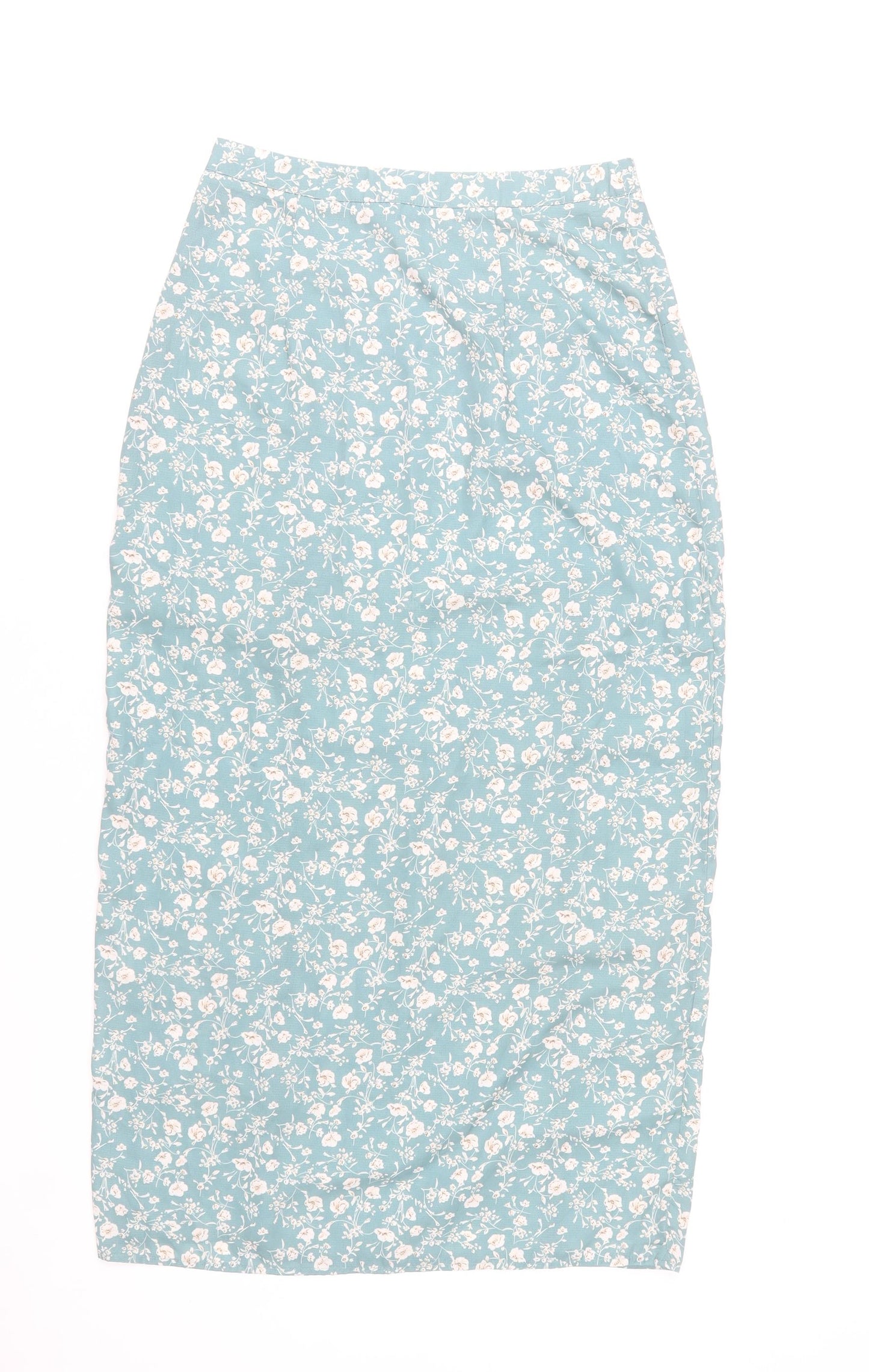 Nasty Gal Women Blue Floral Midi Pencil Skirt UK 10 High Waist