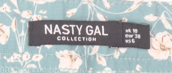 Nasty Gal Women Blue Floral Midi Pencil Skirt UK 10 High Waist
