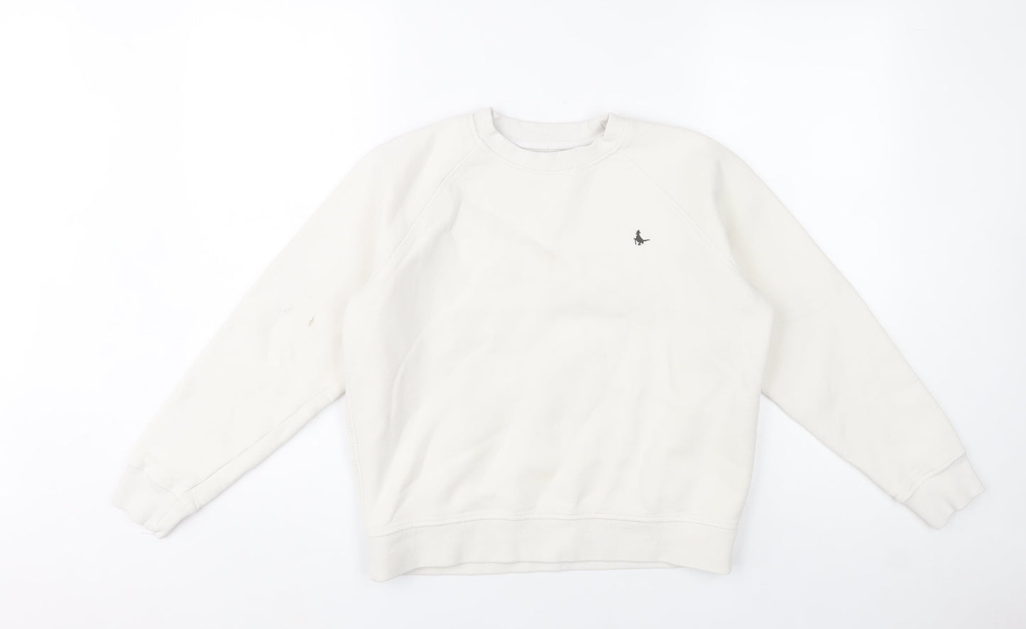 Jack Wills Women White Crew Neck Cotton Sweatshirt UK 8