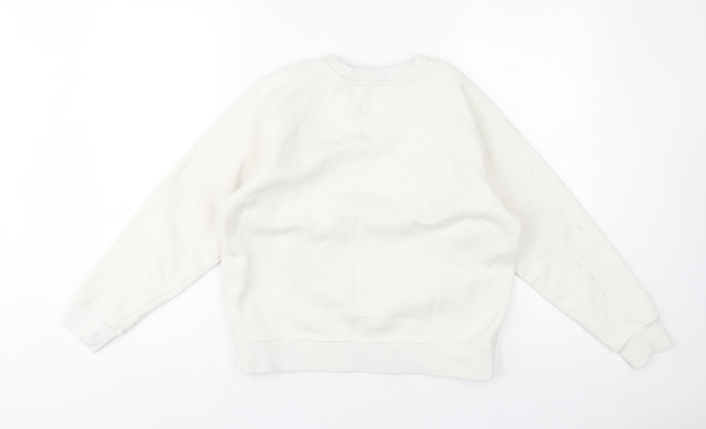 Jack Wills Women White Crew Neck Cotton Sweatshirt UK 8