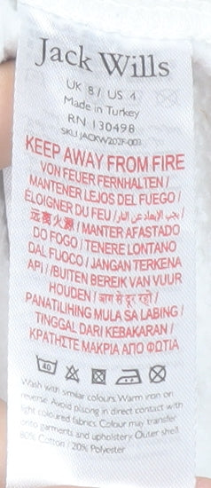 Jack Wills Women White Crew Neck Cotton Sweatshirt UK 8