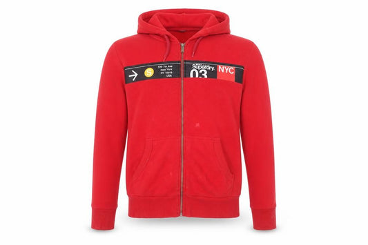 Mens UK M Regular Superdry Red Full Zip Hoodie