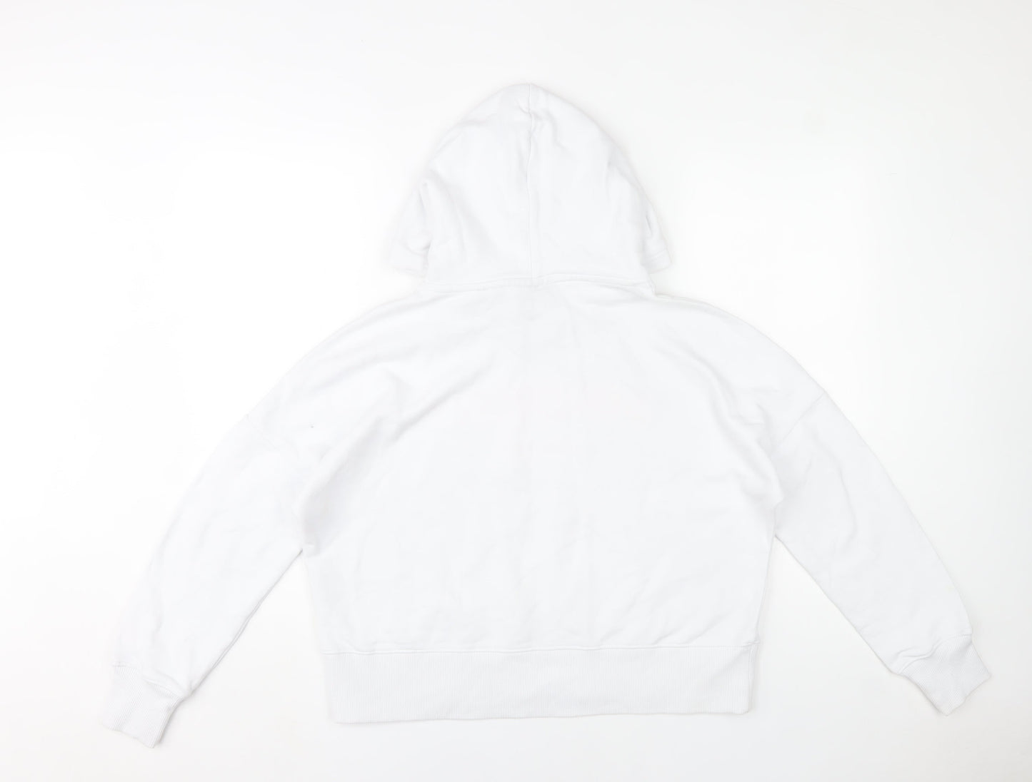 Superdry Womens White Hoodie UK 10 Pullover Sportswear Logo Cotton