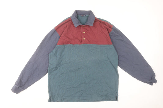 Weekender Men’s Multicoloured Long Sleeve Cotton Polo Shirt Size M