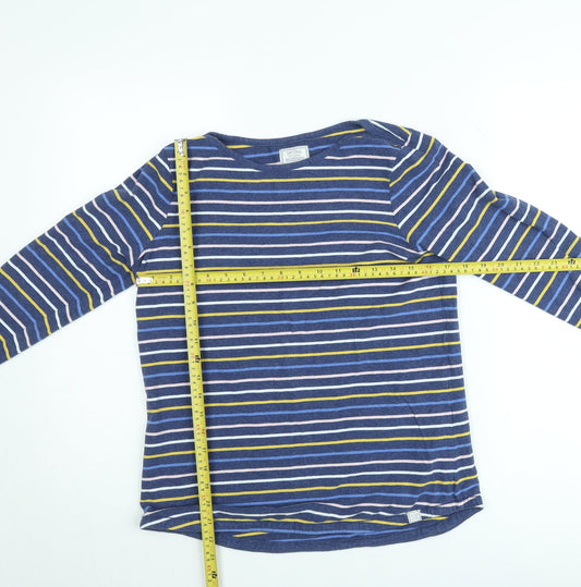 Fat Face Women's Blue Striped Organic Cotton Long Sleeve Jumper Size 13