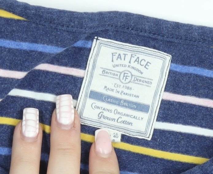 Fat Face Women's Blue Striped Organic Cotton Long Sleeve Jumper Size 13