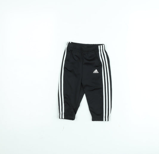 Adidas Boys Black Jogger Trousers 9 Months Elastic Waist Sportswear