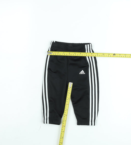 Adidas Boys Black Jogger Trousers 9 Months Elastic Waist Sportswear