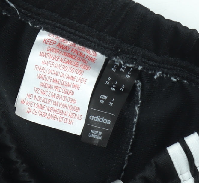 Adidas Boys Black Jogger Trousers 9 Months Elastic Waist Sportswear
