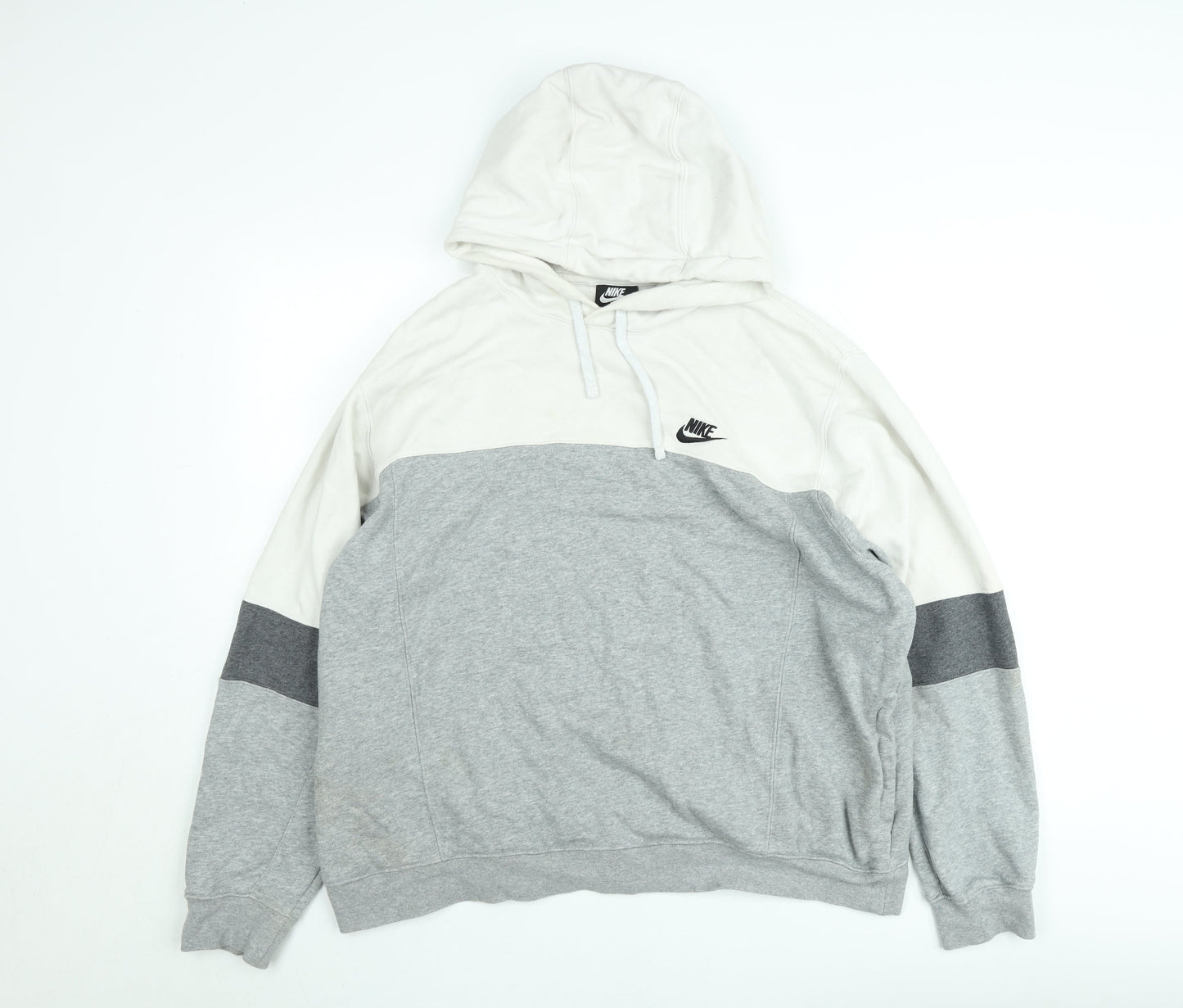 Nike Women’s Grey & White Colourblock Pullover Hoodie XL