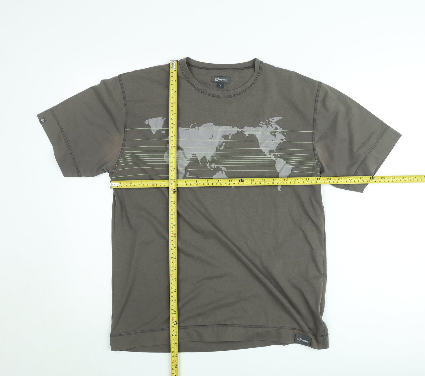 Berghaus Men's Brown Graphic World Map Cotton T-Shirt Size M