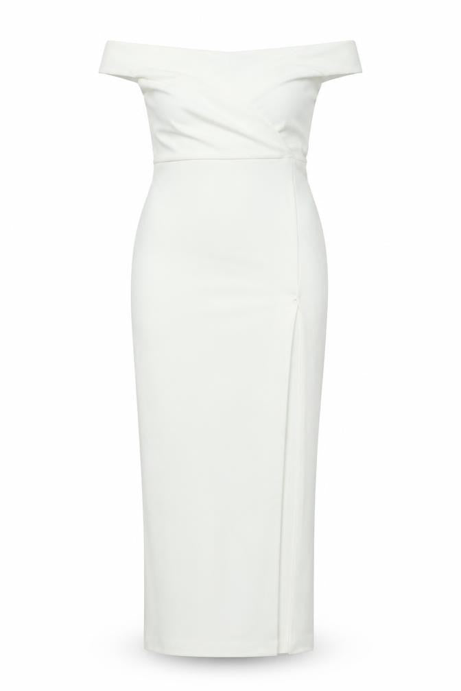Boohoo Women White UK 8 One Shoulder Bodycon Midi Dress
