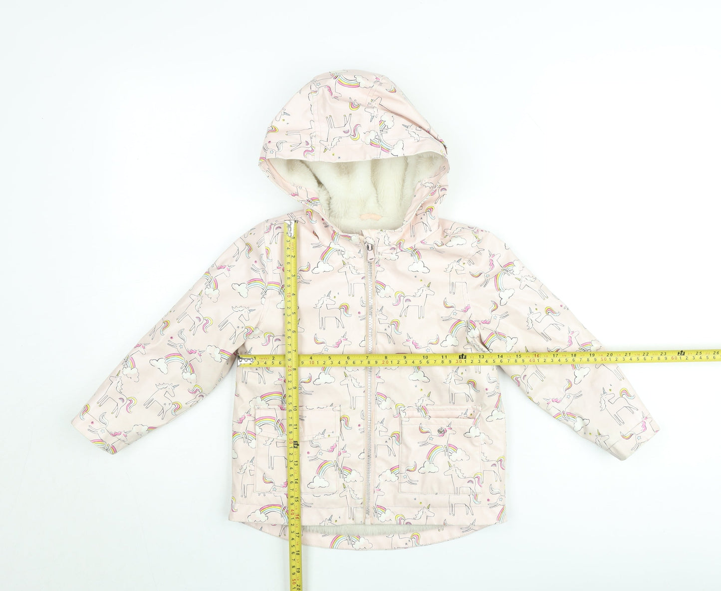 Marks and Spencer Girls Pink Unicorn Hooded Puffer Jacket 4-5 Years
