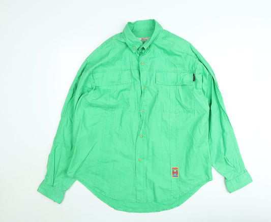 Paco Women’s Green Cotton Long Sleeve Button-Up Shirt M