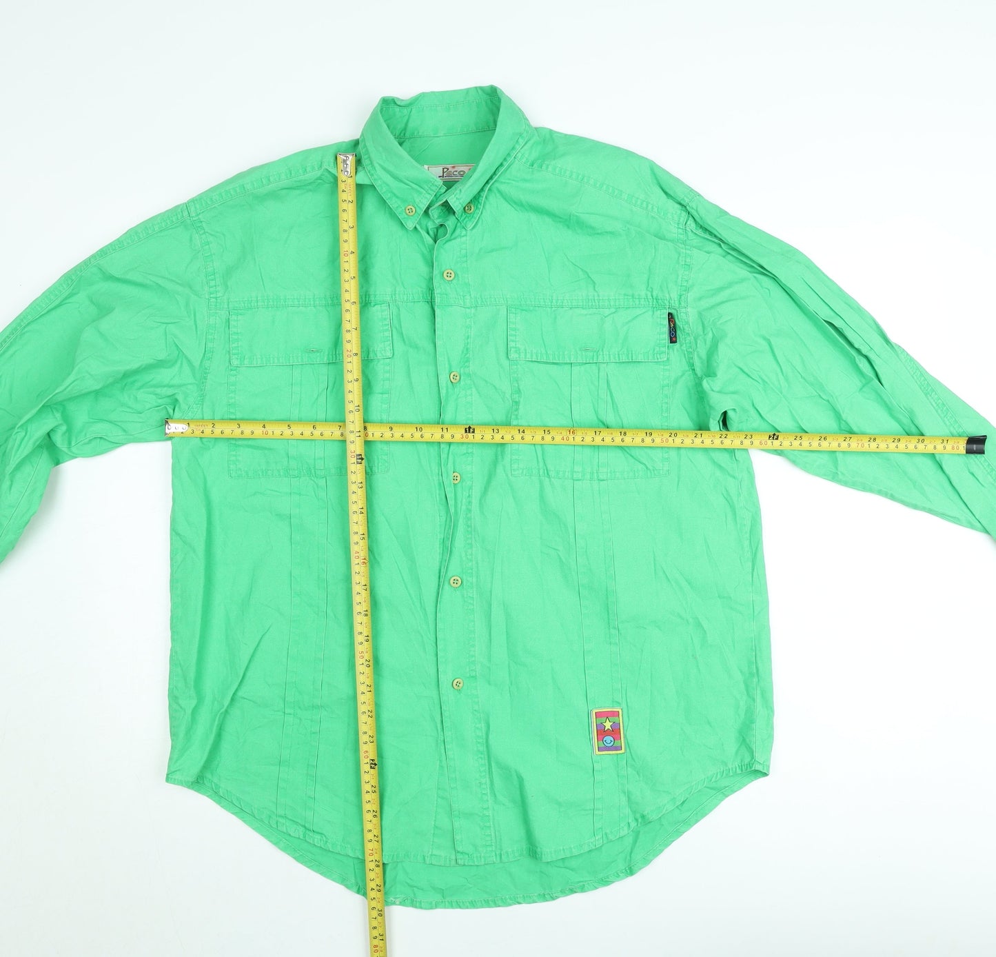 Paco Women’s Green Cotton Long Sleeve Button-Up Shirt M