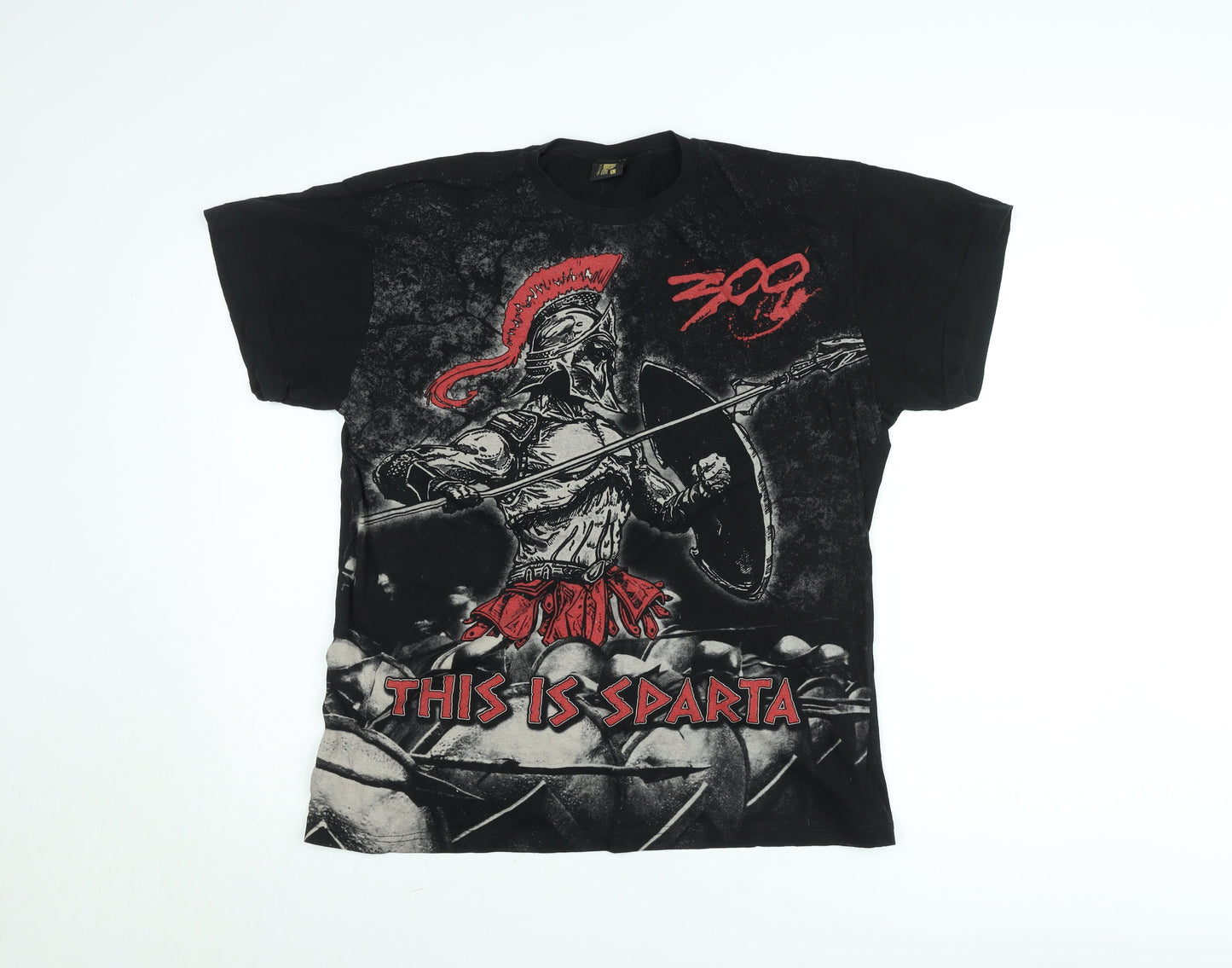 Greek 300 This Is Sparta Black Graphic Movie T-Shirt Men's Large
