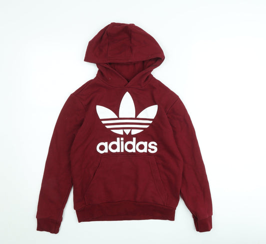 Teens UK M Regular adidas Red Pullover Hoodie