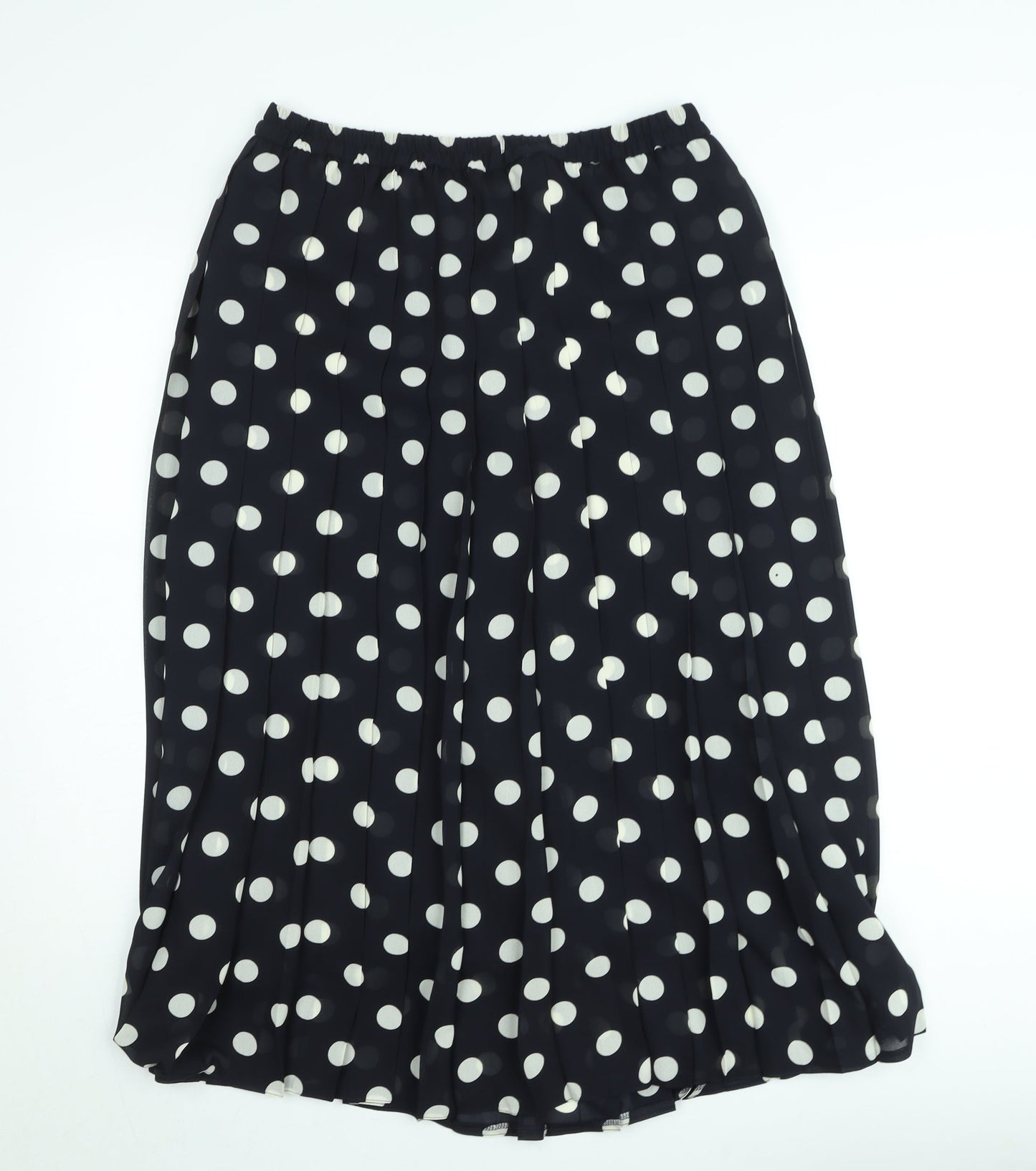 Basler Women Black Polka Dot Pleated Midi Skirt Size 12