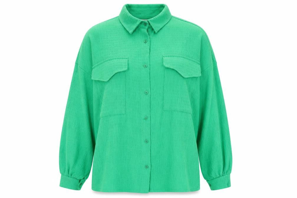 New Collection Women Green Button-Up Shirt Long Sleeve Size L