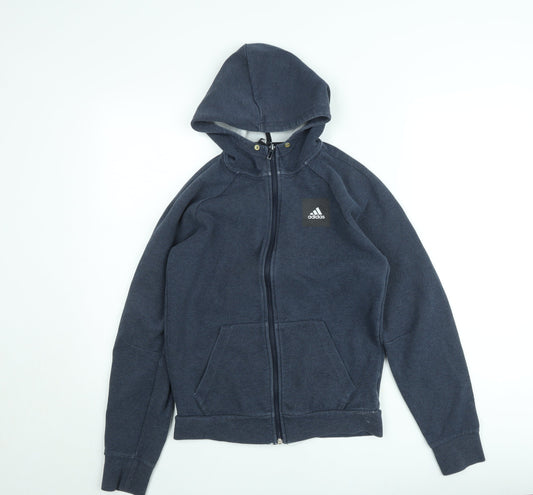 adidas Mens Blue XS Full Zip Hoodie Sports Fleece Sweatshirt
