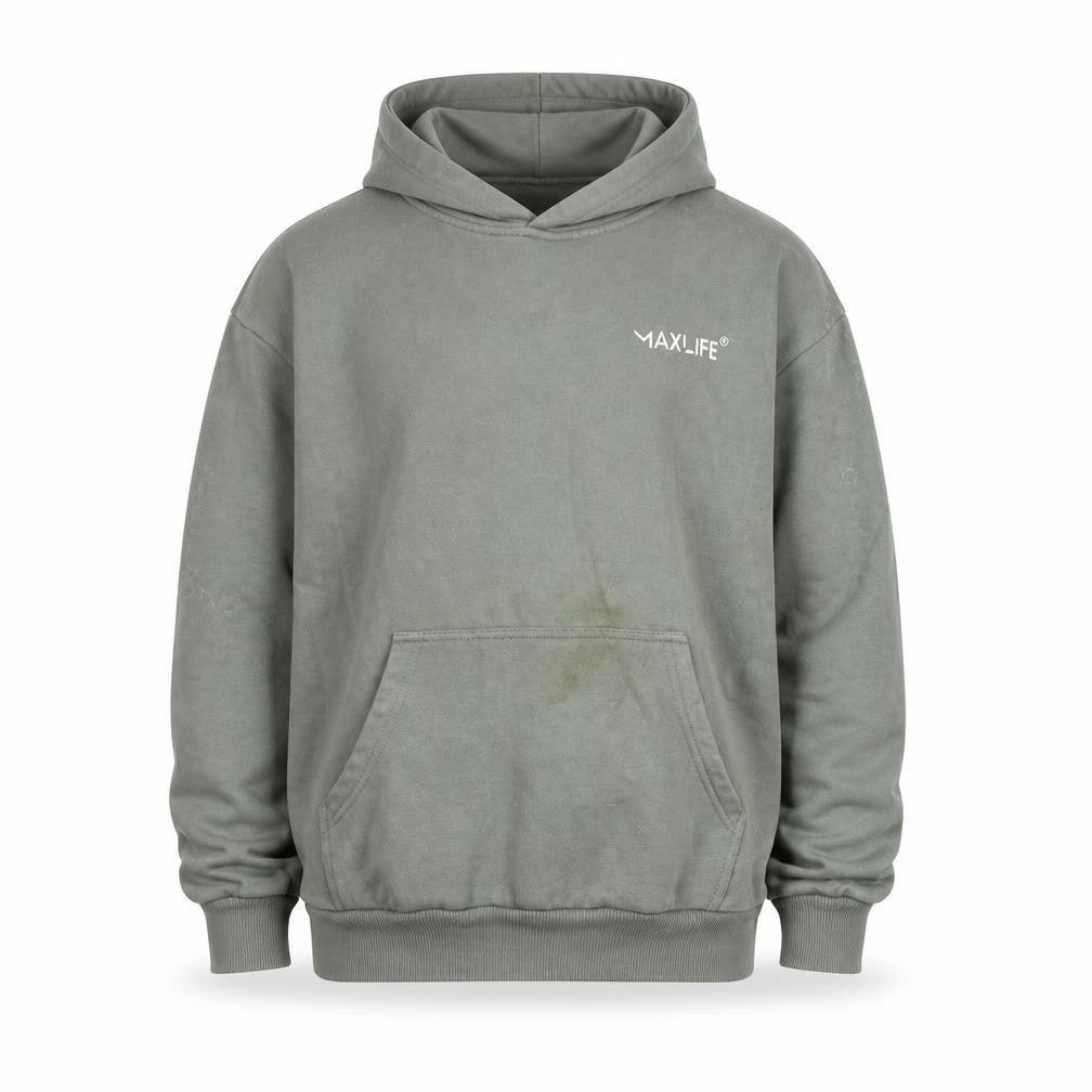 MAXLIFE Men’s Grey Pullover Hoodie M Fleece Lined Casual Sweatshirt