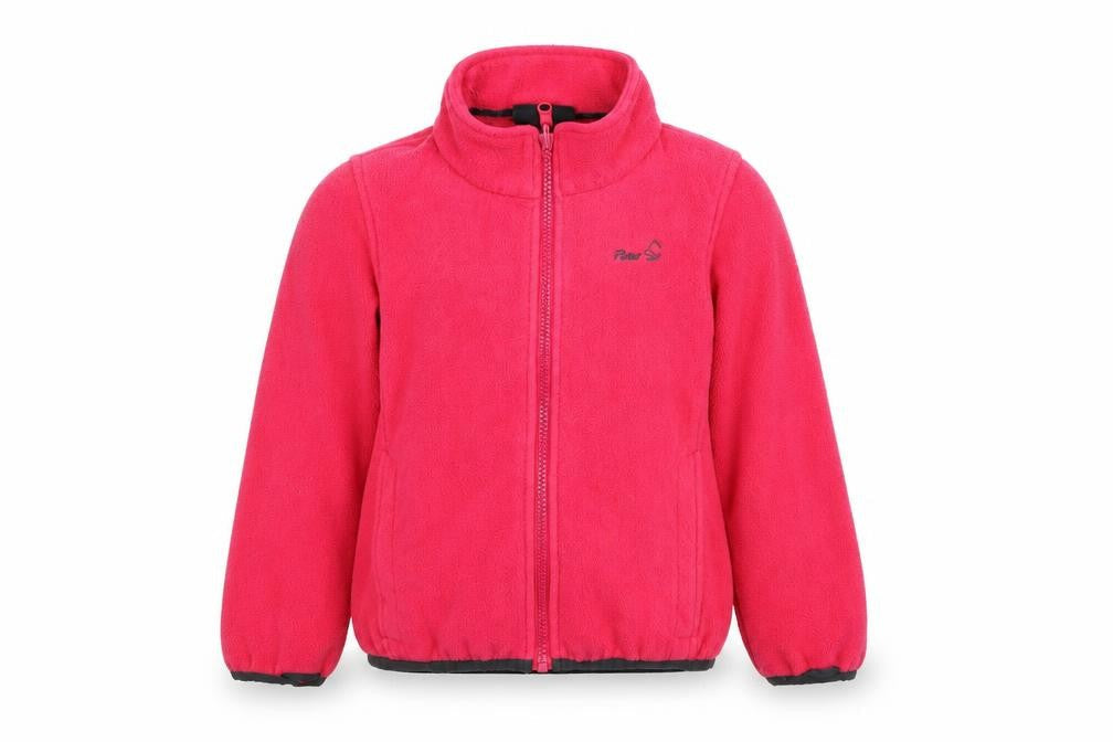 Front view of Peter Storm girls’ pink fleece full zip sweatshirt 5-6 years lightweight outdoor